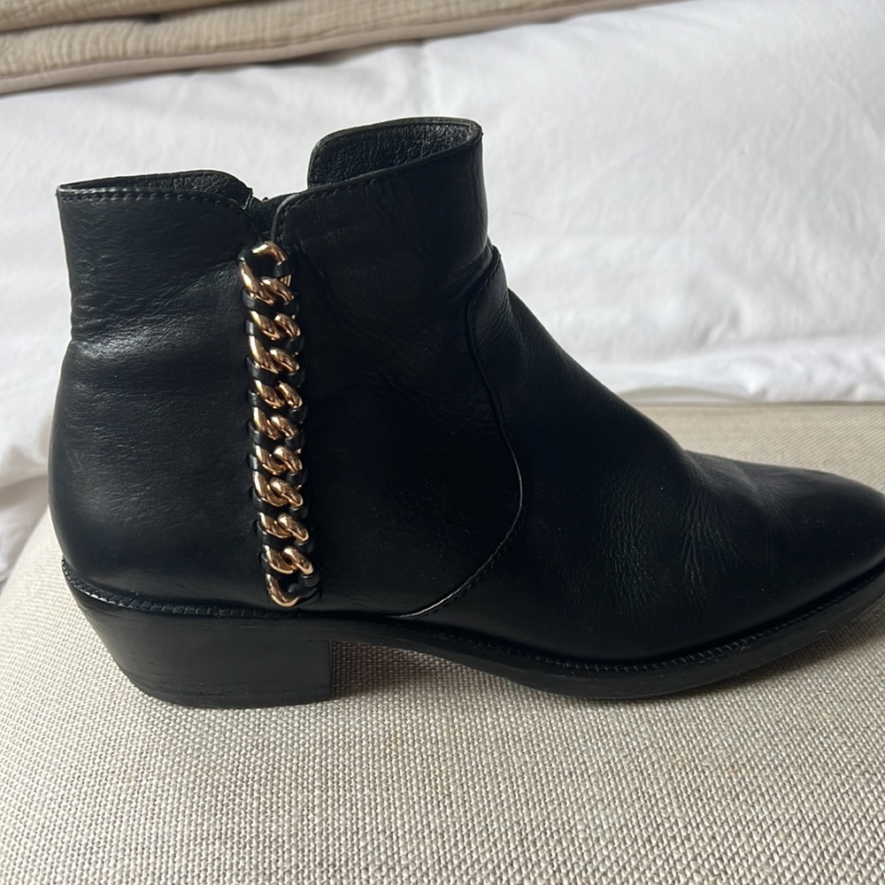 Black Leather Coach Booties 7.5 - Picture 3 of 4